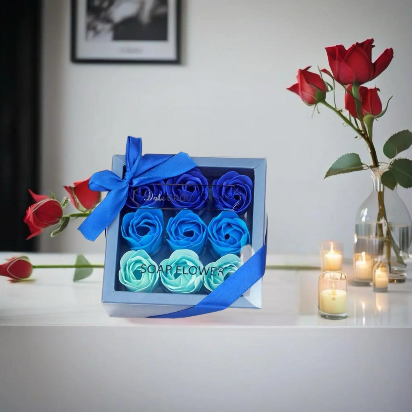 Coffret 9 Roses Savons FLOWERBOXTIME