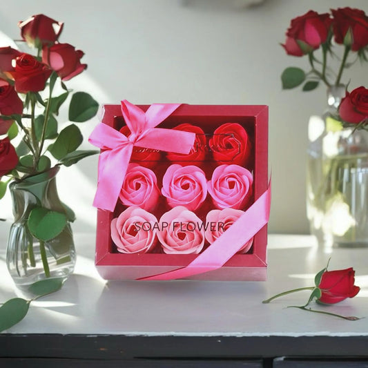 Coffret 9 Roses Savons FLOWERBOXTIME